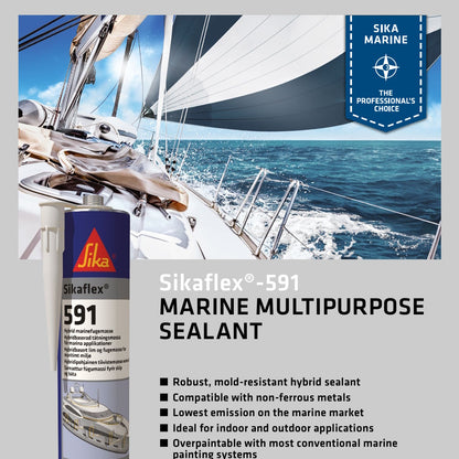 Sikaflex 591 Adhesive Sealant – 300ml Cartridge – Multipurpose Sealant For Exterior & Interior Marine Use - White Or Black