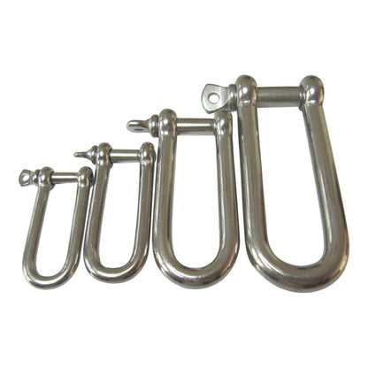 Long D-Shackles - 316-Grade Stainless Steel - For Boats & Marine