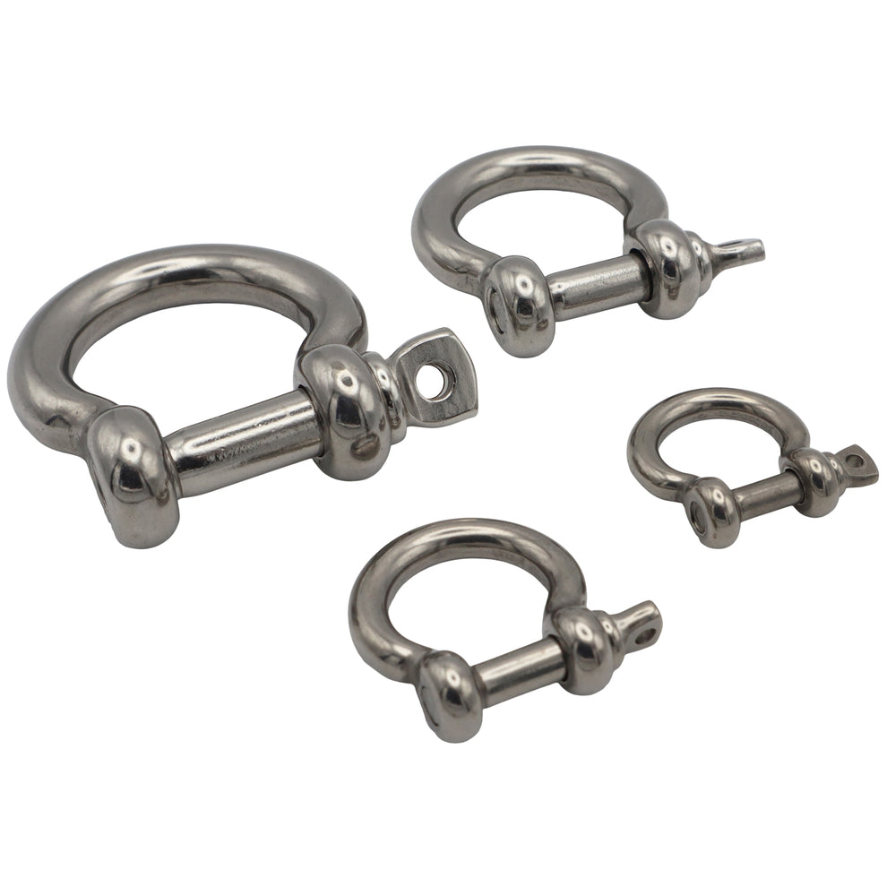 Stainless Steel Bow Shackles, In 316-Grade Stainless Steel - Boat Fittings