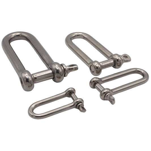 Long D-Shackles - 316-Grade Stainless Steel - For Boats & Marine