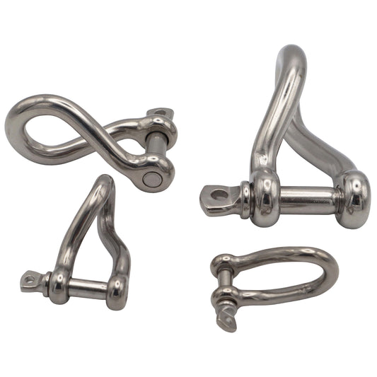 Twisted Shackles - 316-Grade Stainless Steel - For Boats & Marine