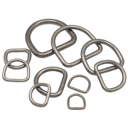 Stainless Steel D-Rings, Welded And Polished in 316 Marine Grade Stainless