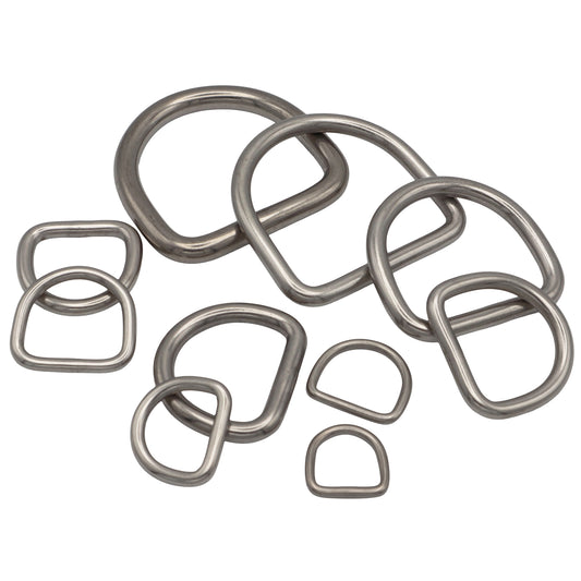 Stainless Steel D-Rings, Welded And Polished in 316 Marine Grade Stainless
