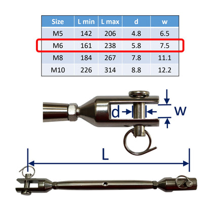 Stainless Steel Turnbuckle / Rigging Screw With Machined Fork Ends