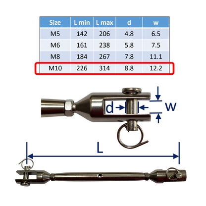 Stainless Steel Turnbuckle / Rigging Screw With Machined Fork Ends