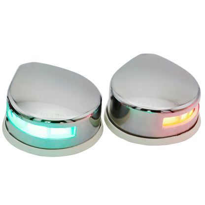 Pair Of Osculati Evoled Stainless Steel LED Navigation Lights – Red 112.5 Degrees Left & Green 112.5 Degrees Right – Suitable For Vessels Up To 20m Long – 12V