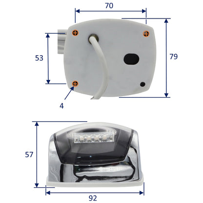 Osculati Sphera III Bi-Colour Navigation Light – Port & Starboard Combined Navigation Light – Fully Watertight With Sealed 2.3m Wire