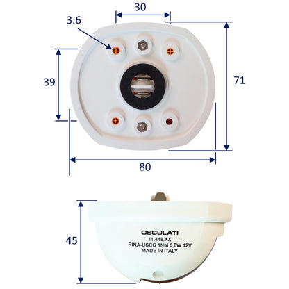 Osculati Compact 12 LED Navigation Green Starboard Light, For Boats Up To 12m In Length, 112.5 Degrees Right