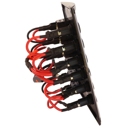 6-Gang Boat Switch Panel – 12V – With Illuminated Rocker Switches And Replaceable Fuses