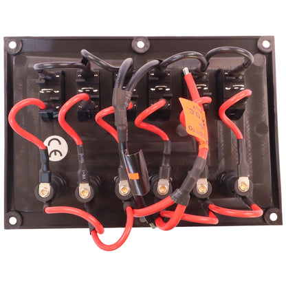 6-Gang Boat Switch Panel – 12V – With Illuminated Rocker Switches And Replaceable Fuses