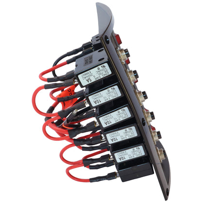 6-Gang Vertical Marine Switch Panel – With Illuminated Rocker Switches And Circuit Breakers