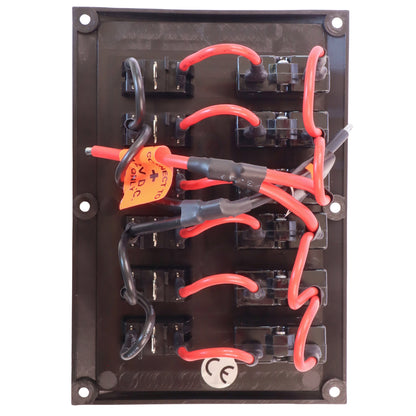 6-Gang Vertical Marine Switch Panel – With Illuminated Rocker Switches And Circuit Breakers