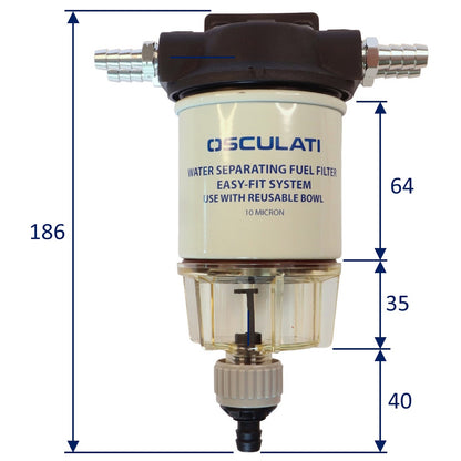 Osculati Stainer & Water/Fuel Separator For Outboard Motors – With 10 Micron Cartridge & Quick Drain