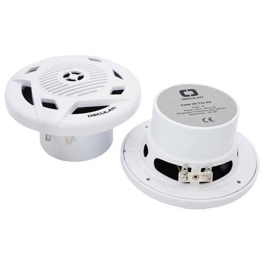 Pair Of White 4” Marine Speakers -Osculati Dual Cone Loudspeakers - Waterproof - UV Resistant