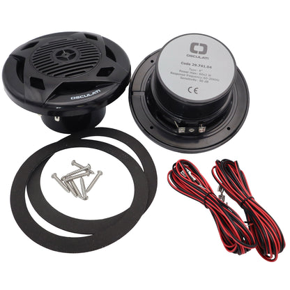 Pair Of Black 4” Marine Speakers - Osculati Dual Cone Loudspeakers - Waterproof - UV Resistant