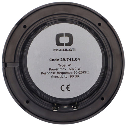 Pair Of Black 4” Marine Speakers - Osculati Dual Cone Loudspeakers - Waterproof - UV Resistant