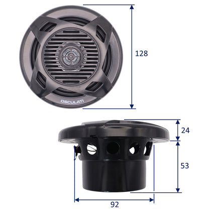 Pair Of Black 4” Marine Speakers - Osculati Dual Cone Loudspeakers - Waterproof - UV Resistant