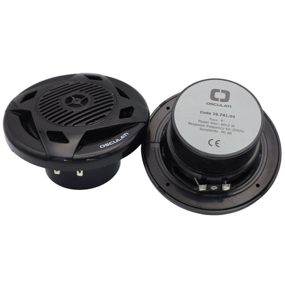 Pair Of Black 4” Marine Speakers - Osculati Dual Cone Loudspeakers - Waterproof - UV Resistant