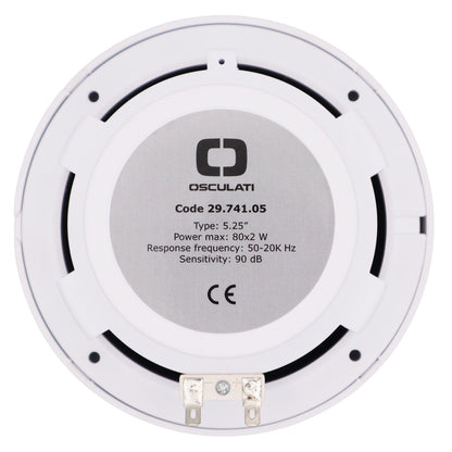 Pair Of White 5.25” Marine Speakers - Osculati Dual Cone Loudspeakers - Waterproof - UV Resistant