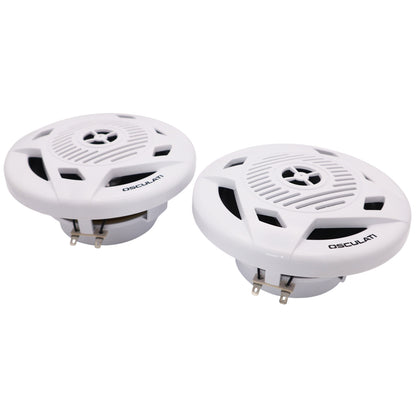 Pair Of White 5.25” Marine Speakers - Osculati Dual Cone Loudspeakers - Waterproof - UV Resistant