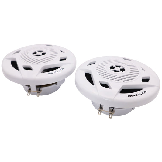 Pair Of White 5.25” Marine Speakers - Osculati Dual Cone Loudspeakers - Waterproof - UV Resistant