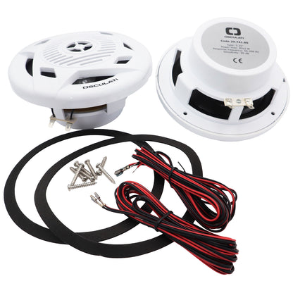 Pair Of White 5.25” Marine Speakers - Osculati Dual Cone Loudspeakers - Waterproof - UV Resistant