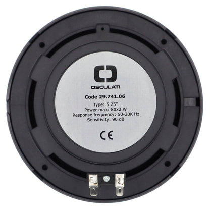 Pair Of Black 5.25” Marine Speakers - Osculati Dual Cone Loudspeakers - Waterproof - UV Resistant