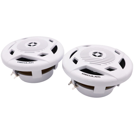 Pair Of White 6.5” Marine Speakers - Osculati Dual Cone Loudspeakers - Waterproof - UV Resistant