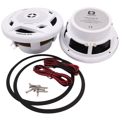 Pair Of White 6.5” Marine Speakers - Osculati Dual Cone Loudspeakers - Waterproof - UV Resistant