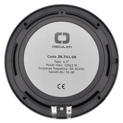 Pair Of Black 6.5” Marine Speakers - Osculati Dual Cone Loudspeakers - Waterproof - UV Resistant