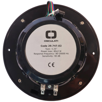 Pair Of 5.25” Osculati Two Way Speakers With Programmable Multicolour LEDS - Waterproof - UV Resistant – 166mm Outside Diameter