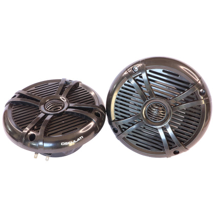 Pair Of 5.25” Osculati Two Way Speakers With Programmable Multicolour LEDS - Waterproof - UV Resistant – 166mm Outside Diameter