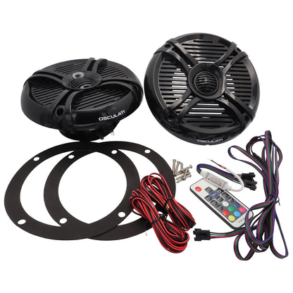 Pair Of 6.5” Osculati Two Way Speakers With Programmable Multicolour LEDS - Waterproof - UV Resistant – 192mm Outside Diameter