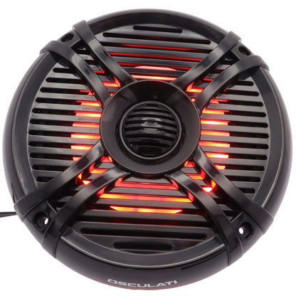 Pair Of 6.5” Osculati Two Way Speakers With Programmable Multicolour LEDS - Waterproof - UV Resistant – 192mm Outside Diameter