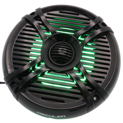 Pair Of 6.5” Osculati Two Way Speakers With Programmable Multicolour LEDS - Waterproof - UV Resistant – 192mm Outside Diameter