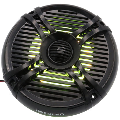 Pair Of 5.25” Osculati Two Way Speakers With Programmable Multicolour LEDS - Waterproof - UV Resistant – 166mm Outside Diameter