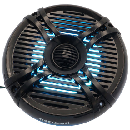 Pair Of 5.25” Osculati Two Way Speakers With Programmable Multicolour LEDS - Waterproof - UV Resistant – 166mm Outside Diameter