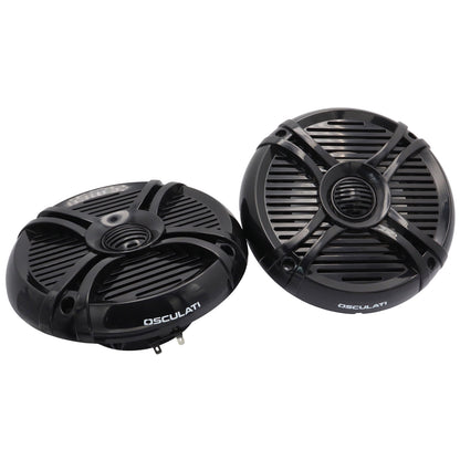 Pair Of 6.5” Osculati Two Way Speakers With Programmable Multicolour LEDS - Waterproof - UV Resistant – 192mm Outside Diameter