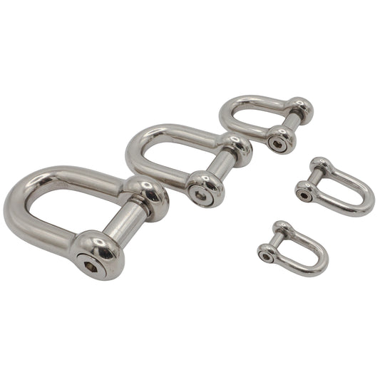 Stainless Steel D-Shackle With Hexagon Socket Pin – 316-Grade Stainless Steel - Metric Sizes