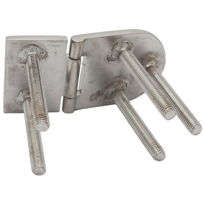 Polished Stainless Steel Hinge 75x39mm With Hidden Fixings (Threaded Studs M6 x 45mm)