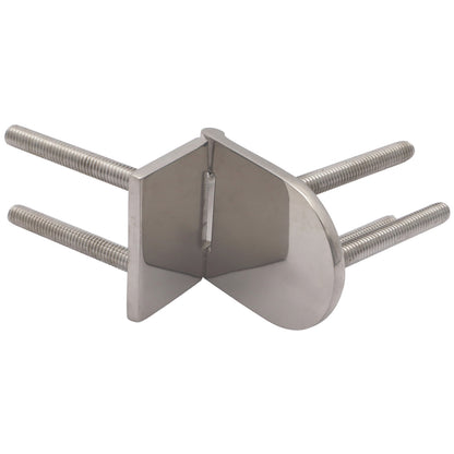 Polished Stainless Steel Hinge 75x39mm With Hidden Fixings (Threaded Studs M6 x 45mm)