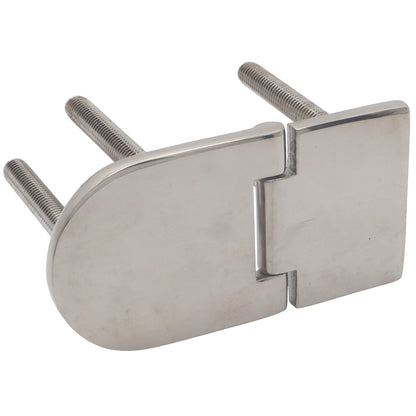 Polished Stainless Steel Hinge 75x39mm With Hidden Fixings (Threaded Studs M6 x 45mm)