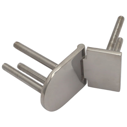 Polished Stainless Steel Hinge 75x39mm With Hidden Fixings (Threaded Studs M6 x 45mm)