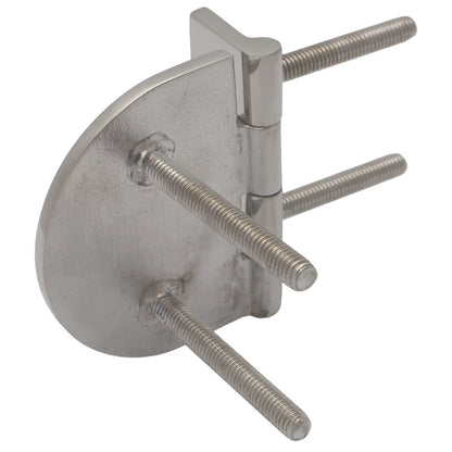 Polished Stainless Steel Hinge 72x65mm With Hidden Fixings (Four Threaded Studs M6 x 45mm)