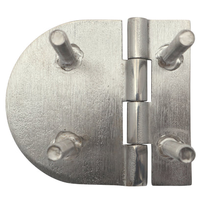 Polished Stainless Steel Hinge 72x65mm With Hidden Fixings (Four Threaded Studs M6 x 45mm)