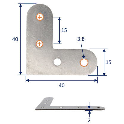 Flat Corner bracket – 316 Stainless Steel – Flat Shape – Reinforcing Bracket For Wooden Corner Joints