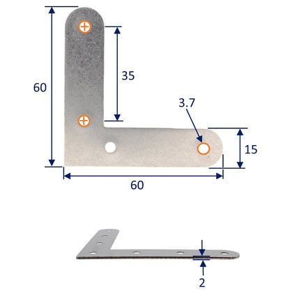 Flat Corner bracket – 316 Stainless Steel – Flat Shape – Reinforcing Bracket For Wooden Corner Joints
