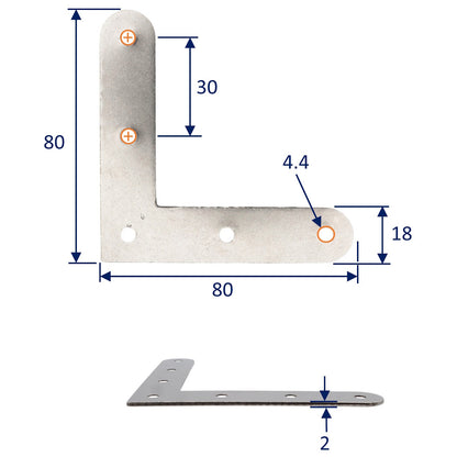 Flat Corner bracket – 316 Stainless Steel – Flat Shape – Reinforcing Bracket For Wooden Corner Joints