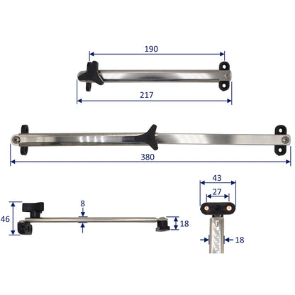 A2 Stainless Steel Hatch Stay Adjuster With Knob - Available In Two Sizes