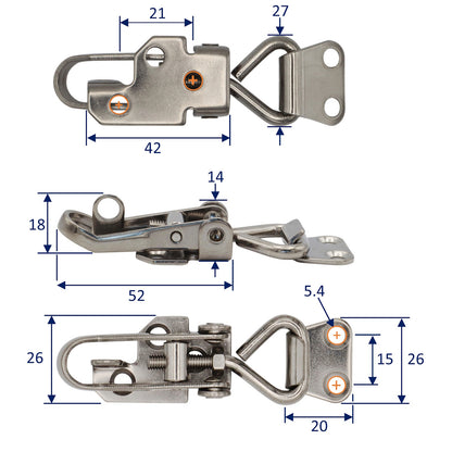 Adjustable Lockable Tensor Latch – 316-Grade Stainless Steel – Hasp Latch